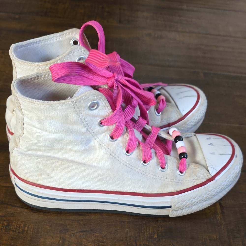 High-Top Converse with Pink Laces 5/$15